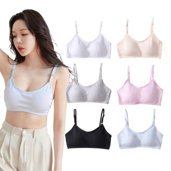 Girls Bra Fit for 10-16 Years for Teens & Big Girls Elastic Shoulder Straps Cotton Breathable Training Bras with Adjustable Straps