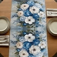 thumbnail image 5 of Hydrangeas Flower 120 Inch Table Runner, Blue White Floral Country Oil Painting Farmhouse Dresser Scarf Cotton & Linen Tablerunner for Dining/Kitchen Island/Holiday Party Décor 13" x 120", 5 of 9
