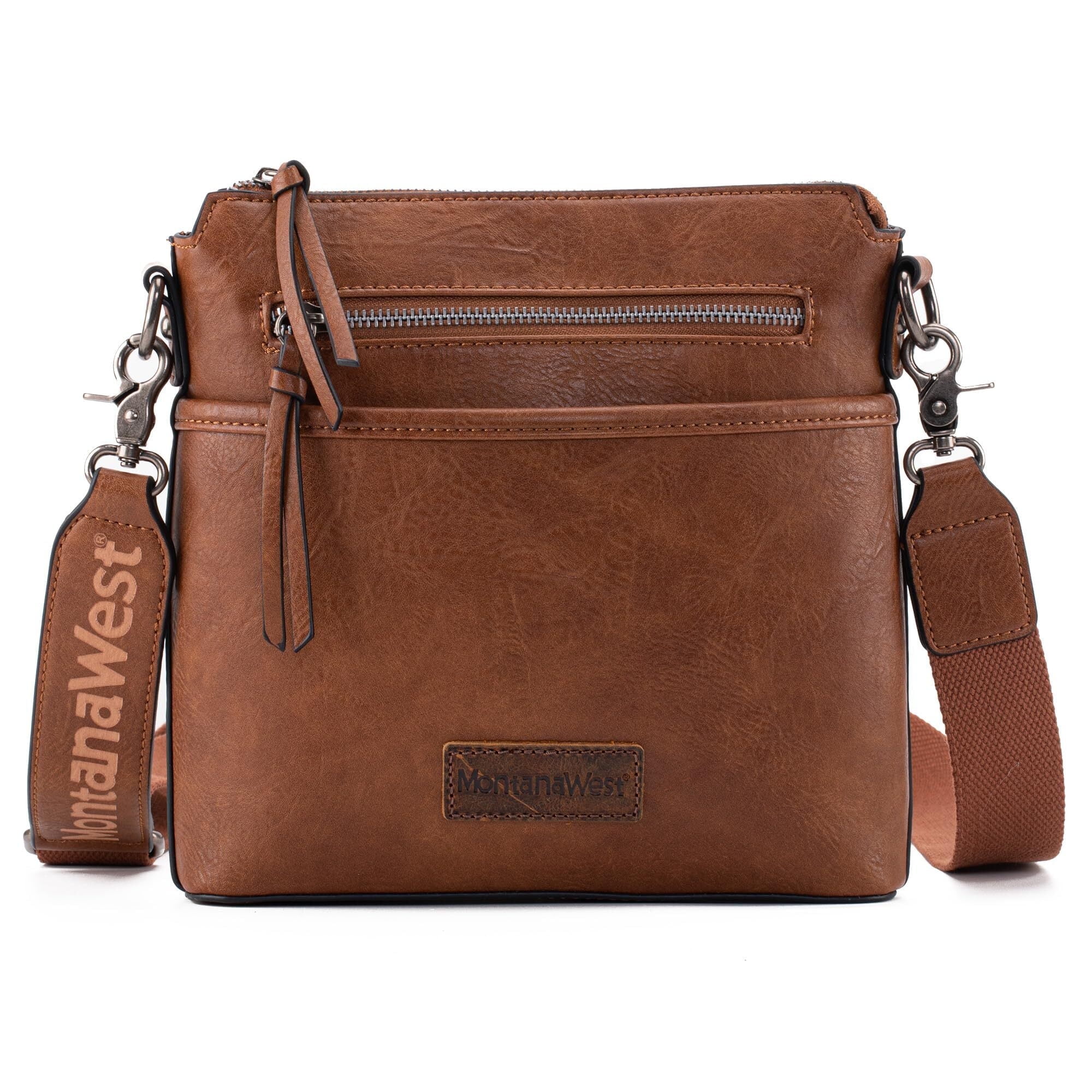 Montana West Crossbody Bag for Women Multi Pocket Cross Body Bag Purses with Guitar Strap, Brown