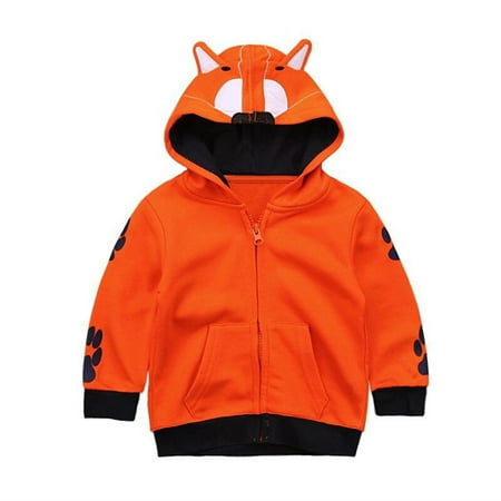 

JDEFEG Jacket for Boys Toddler Kids Baby Boy Girl Hooded Sweatshirt Jacket Spring Autumn Warm Zipper Coat Tops Cute Cartoon Hoodies Outwear Overcoat Boys Cost Orange 130