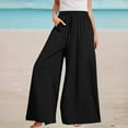 thumbnail image 2 of Bovemsi Casual Pants for Women Womens Wide Leg High Waisted Adjustable Tie Knot Flowy Trousers Beach Palazzo Casual Wide Leg Trousers with Pockets, 2 of 5