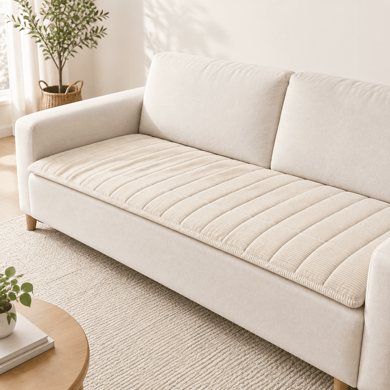 Beige White 27.6 ×70.9 Plush Non-Slip Pet Sofa Protector Couch Cover