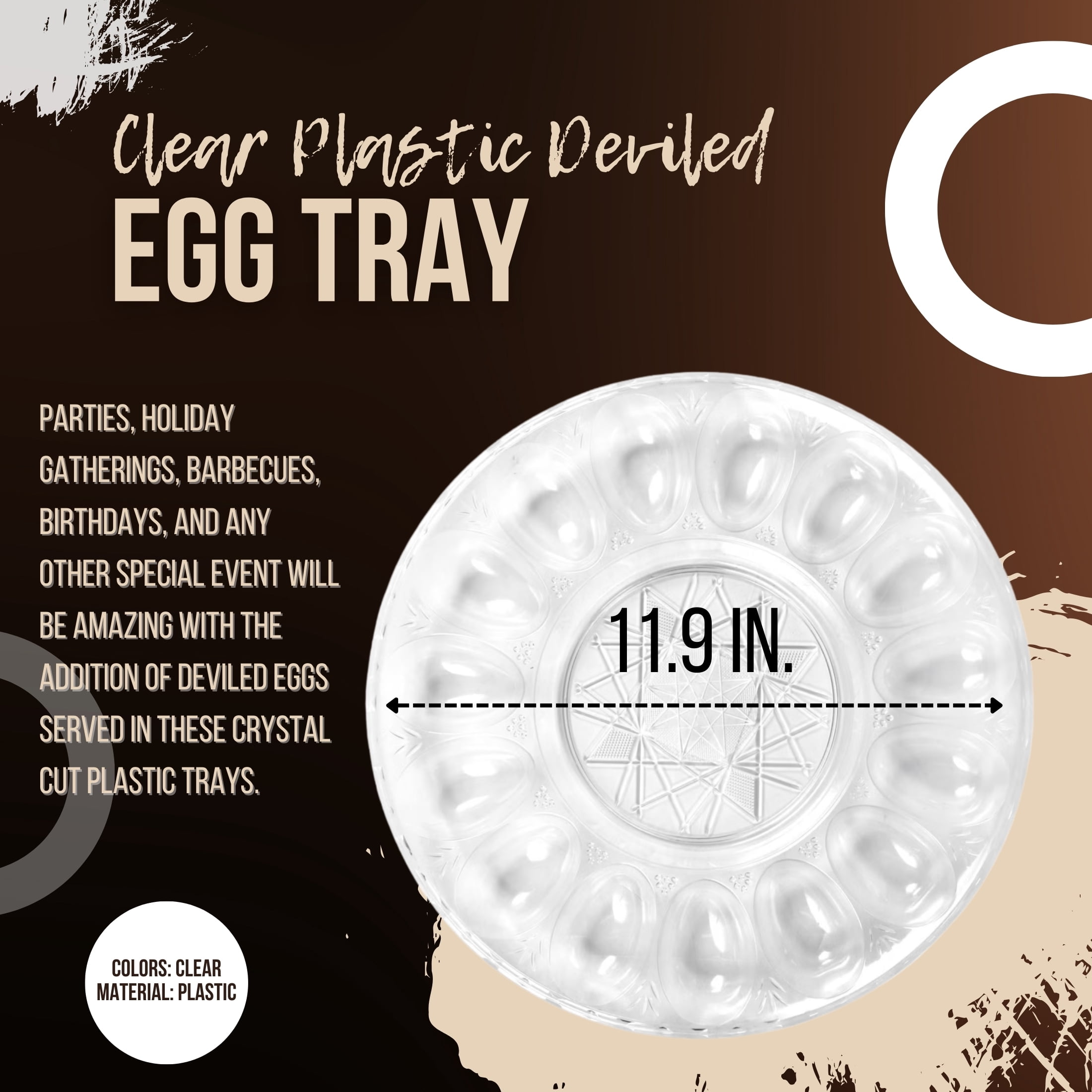 2-Piece Deviled Egg Tray Set, 11.9 in Clear Egg Platter Holds 15 Eggs & 10.37 in Deviled Egg Carrier with Lid Holds 12 Eggs, BPA-Free Plastic Party Serving Picnic Transport Food Trays