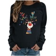 thumbnail image 2 of Sharpies Hauts Grande Taille pour Femmes, Mode de Noël Décontractée Imprimé Col Rond Ample Long Chandail en Molleton Sans Capuche Manches/noir,(L), 2 of 4