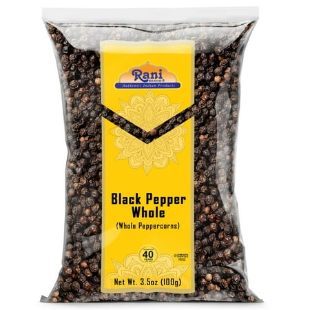 Rani Black Pepper Whole (Peppercorns), Premium Indian MG-1 Grade 3.5oz (100g) ~ All Natural | Gluten Friendly | Non-GMO | Kosher | Perfect size for Grinders!