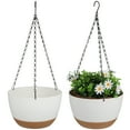 thumbnail image 3 of Pixnor 10 Inch Hanging  for Indoor and Outdoor Plants, 2 Pack Large Self Watering Hanging Plant Pot with Basket Flower Pot-White, 3 of 8