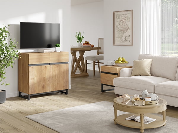 WAMPAT 31.5" TV Stand with Doors,Modern TV Stand for TVs up to 40 Inch,1 Pack Wood Entertainment Center with Adjustable Shelves & Metal Base.