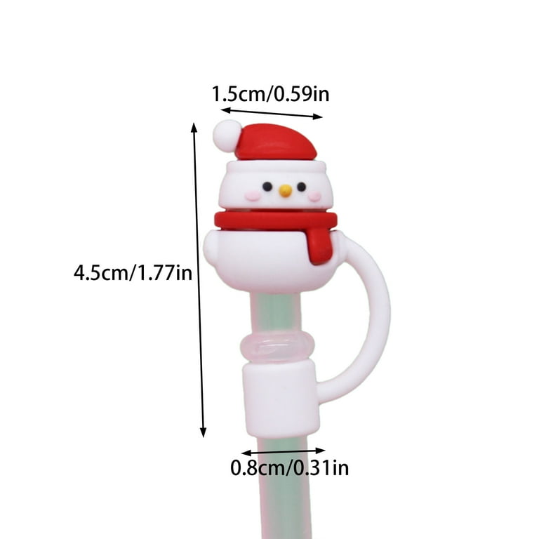 Christmas Straw Cover Cap 10mm Reusable Silicone Straw Topper