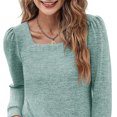 thumbnail image 3 of Square Neck T Shirt,Women Square Neck T Long Sleeve Square Neck Tops Square Neck Tops Streamlined Design, 3 of 5