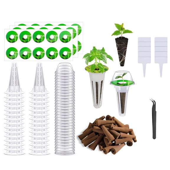 ZULAR 121pcs Seed Pods Kit for Hydroponics System Indoor for All Brands,Grow Anything Kit with 30 Grow Sponges,30 Pod Labels,30 Grow Baskets,30 Grow Domes,1 Tweezer
