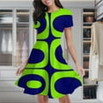 thumbnail image 2 of Green Blue Oval Abstract Pattern Women's Classic Swing Skater Dress Casual Work Party Cocktail Dresses, 2 of 6