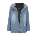 thumbnail image 4 of Homenesgenics Denim Jacket Women Jean Jackets Women Plus Fleece Jackets Long-sleeve Slim-fits Jacket Blouse Coat, 4 of 9