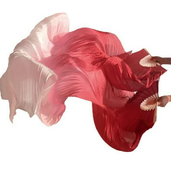 Riforla Belly Dance Fan Silk Fan Colored Dance Cloth Fan Long Folding Belly Dance Fan for Dance Length 150cm Width 90cm.(1 Right Color) Shooting Props Home Decor Wine
