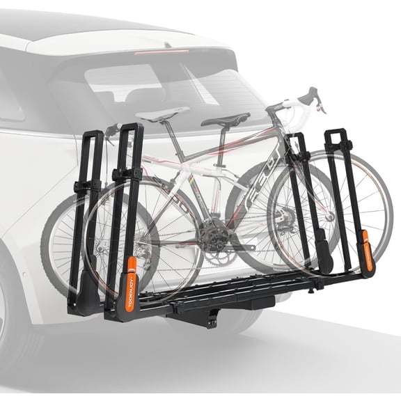 TOOENJOY Folding Hitch Bike Rack, Heavy Duty Bike Carrier Platform with Dual Arms, Fits 2" Hitch Receiver for SUV Pickup Truck, 2-Bike Capacity