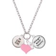 thumbnail image 1 of Delight Jewelry Silvertone In One Ear ''Out the Other'' - Light Pink Heart Nurse Strong Zoe Necklace, 1 of 4