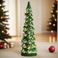thumbnail image 5 of LEEYNEER Set of 3 Pre-Lit Resin-Style Plastic Christmas Trees with LED Lights - Hand-Painted Multicolor Tabletop Holiday Decorations with Glowing Lights  Sturdy Base & Dome-Shaped Caps  F, 5 of 5