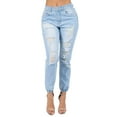 thumbnail image 6 of Fashion2Love Women's Juniors/Plus Size High Waist Distressed Elastic Cuffed Denim Joggers, 6 of 8
