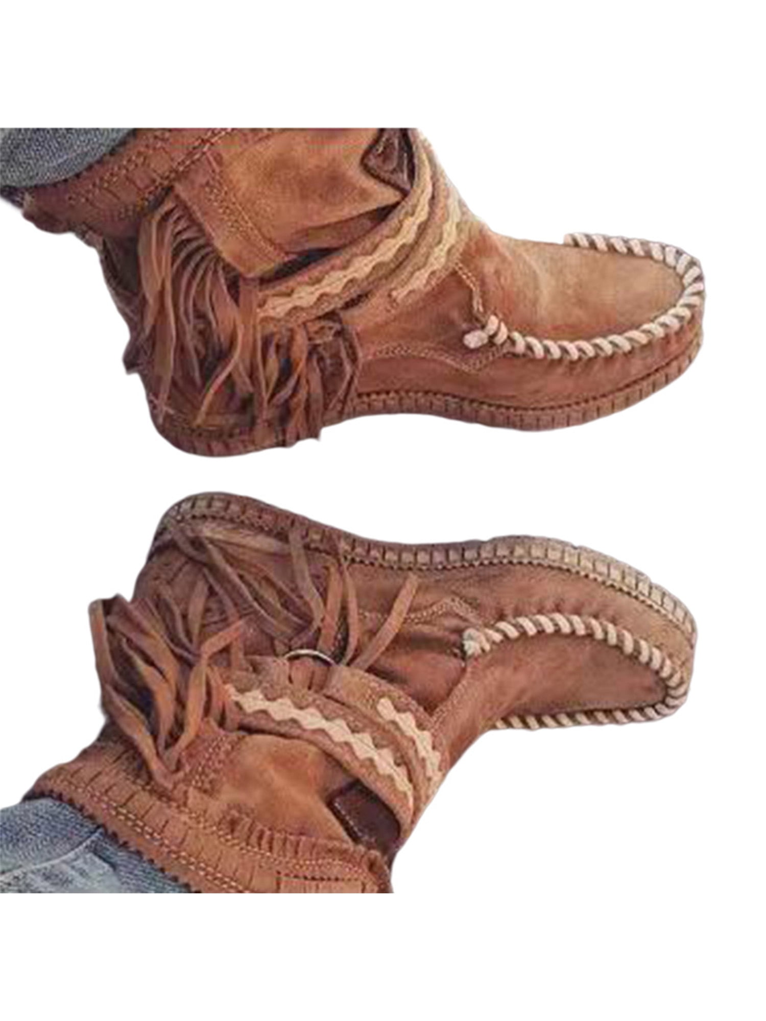 Audeban Women's Fringed Boots Suede 