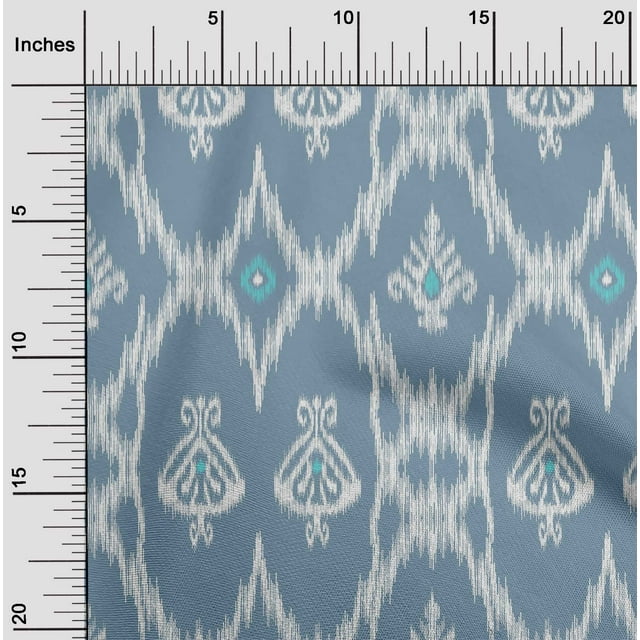 oneOone Cotton Silk Fabric Geometric Ikat Printed Fabric 1 Yard 42 Inch Wide