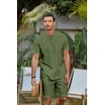 thumbnail image 3 of COOFANDY Men's Summer Beach Outfits 2 Piece Short Sleeve Shirts and Shorts Casual Vacation Linen Sets for Men, 3 of 6
