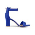 thumbnail image 4 of BLISSFUL STEP Women's Shoes Ankle Strap Block Heel Buckle Open Toe Sandals Dark Blue 7.5, 4 of 8