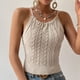 thumbnail image 2 of Playeras,Blusas y Tops,Ropa para Mujer Verano camisetas sin mangas para las mujeres Chaleco sin espalda con tirantes y cuello con cordones para mujer (Beige, M), 2 of 4