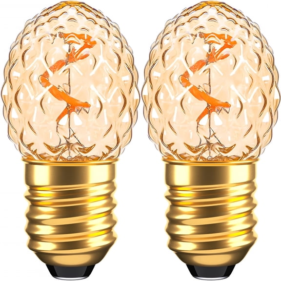 HIBIBUD E26 LED Light Bulb, 1W Amber Mini Globe, 2200K Warm White