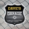 thumbnail image 5 of Dave's Garage I Can Fix Everything But Stupid 12 inch X 12 inch Shield Shaped Commercial Grade Plastic Sign To last, Gift for Dads and Uncles Classic Americana Crafted in the USA, 5 of 7