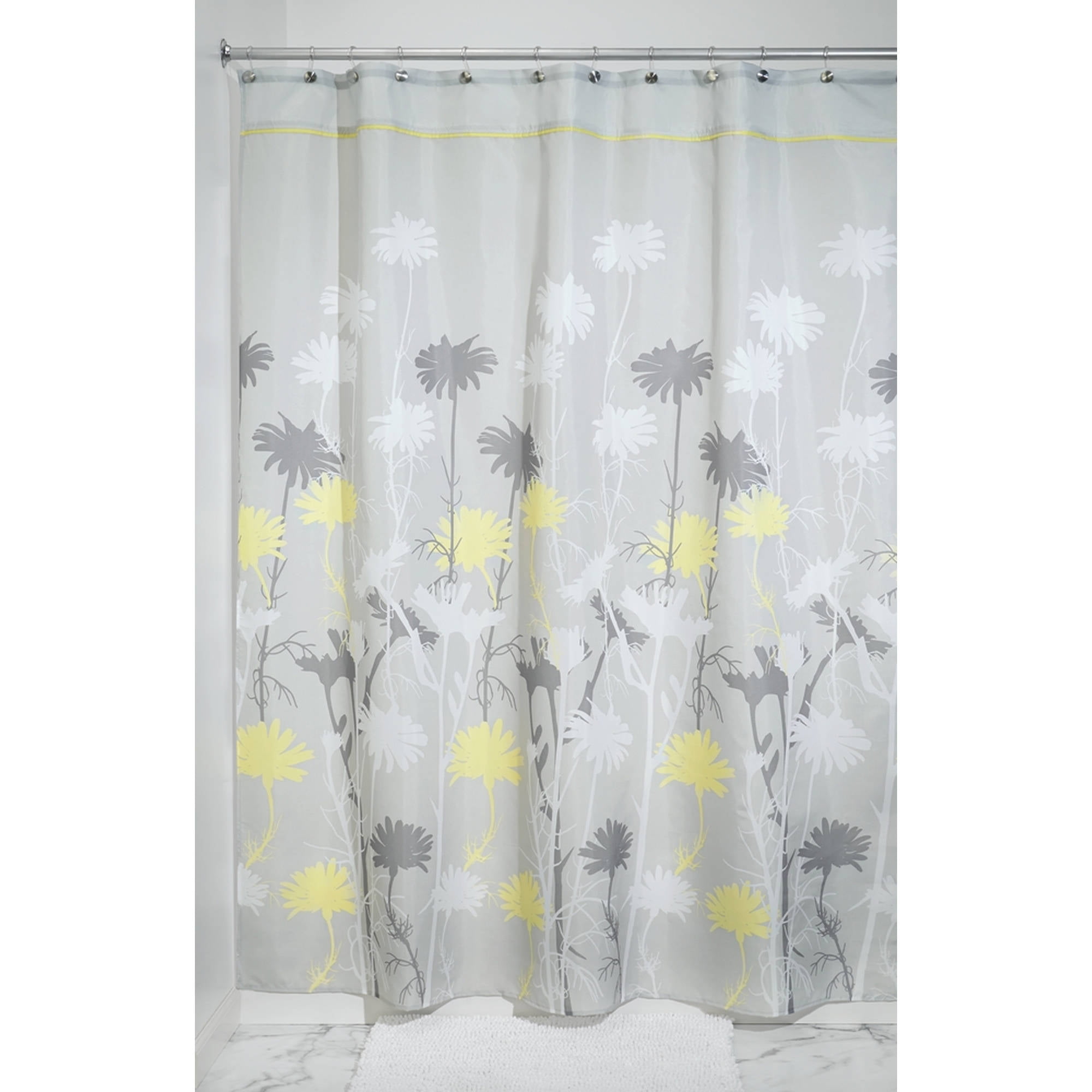 Interdesign Daizy Fabric Shower Curtain Stall 54 X 78 Gray Yellow Walmart Com Walmart Com