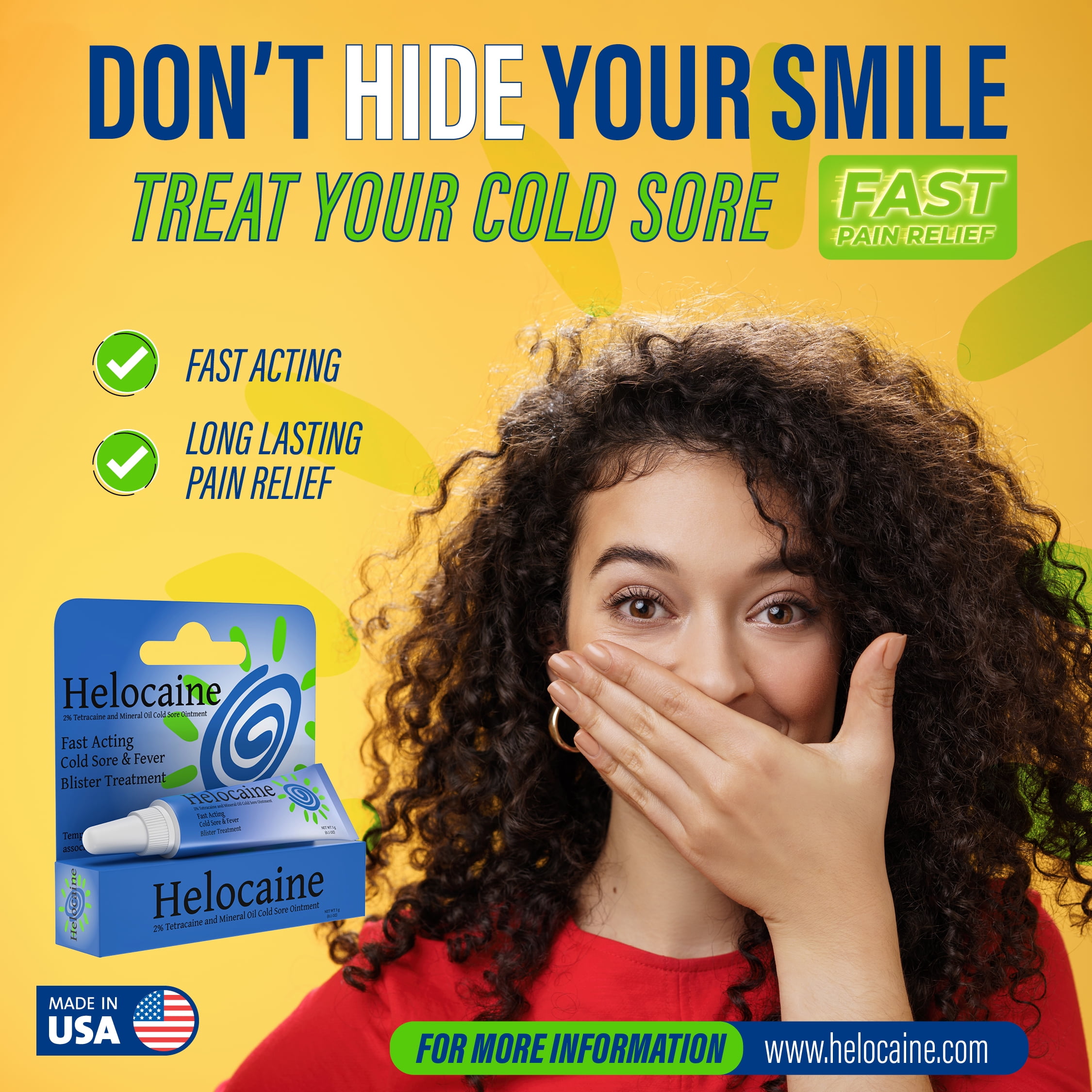 Helocaine Cold Sore & Fever Blister Ointment, 2% Tetracaine, 3g