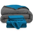 thumbnail image 2 of Bare Home Microfiber 4-Piece Medium Blue/Gray Comforter, Medium Blue Sheet Set Reversible Bed in a Bag, Twin, 2 of 6