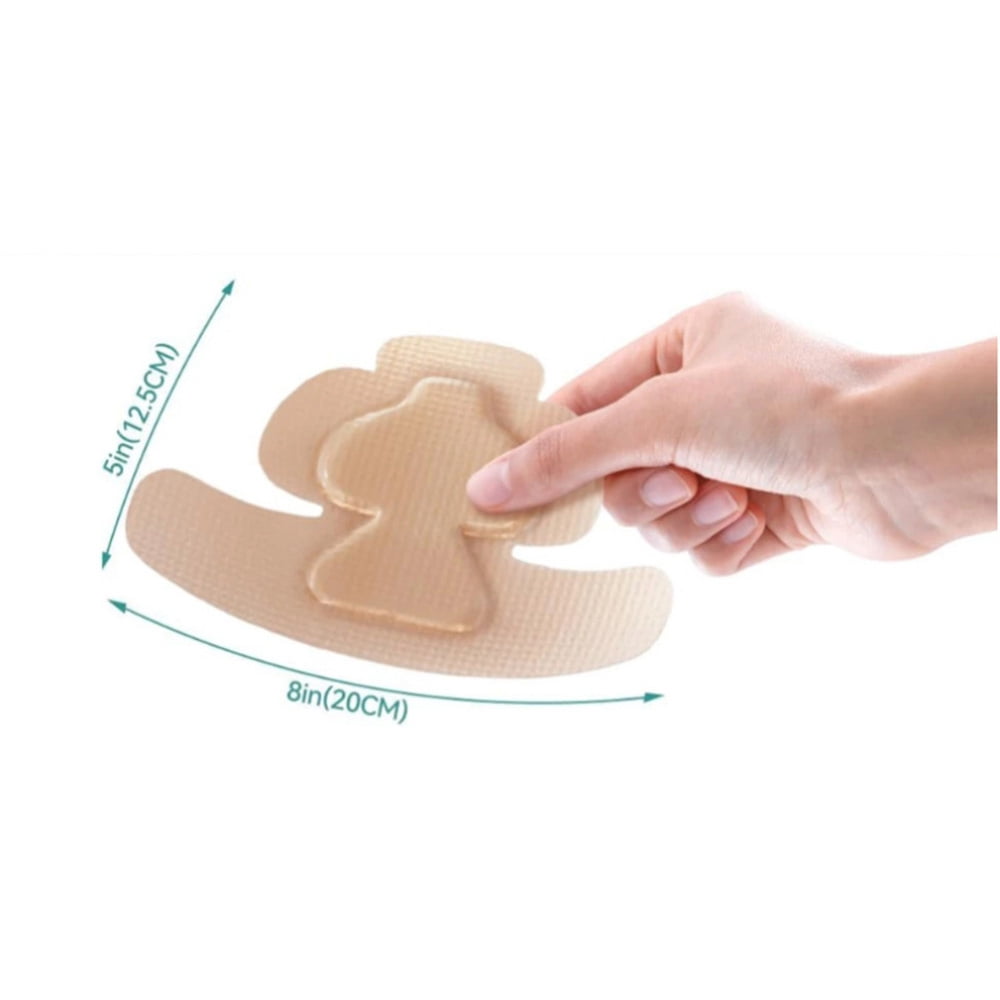 HXRH 4Pcs Waterproof Heel Silicone Foam Dressing Wounds Bandages Adhesive Sacral Bandages with Absorbent Padding for Heel Ulcer Pressure