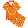 thumbnail image 3 of Kids Halloween Pajamas Size 3-4 Years Childrens Casual Loungewear Short Sleeve Top and Shorts Cozy Set Girls' Pajama Sets Orange, 3 of 6