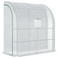 thumbnail image 6 of Lean-to Green House, Walk-in Green House, Plant Nursery with 2 Roll-up Doors and Windows, Hot House Portable for Plants Outdoor, 6.6x3.27x7ft (White), 6 of 7