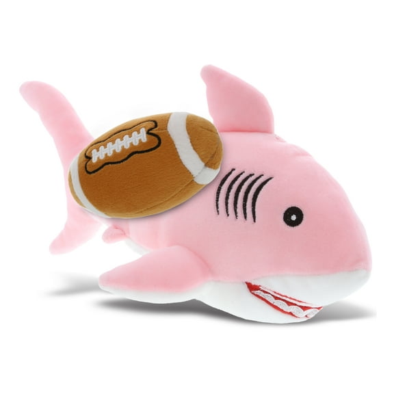 DolliBu Shark Stuffed Animal with Football Plush - Soft Huggable Pink Shark, Adorable Playtime Plush Toy, Cute Wildlife GiftPlush Doll Animal Toy for Kids and Adults - 12 Inch