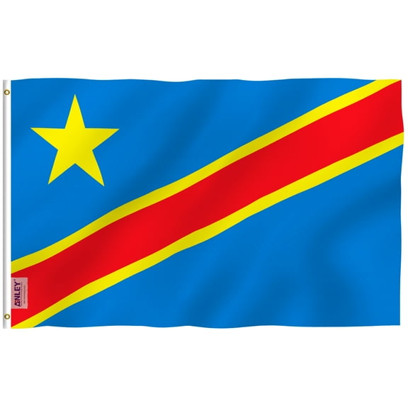 ANLEY Fly Breeze 3x5 Feet Democratic Republic of the Congo Flag - Vivid Color and UV Fade Resistant - Canvas Header and Double Stitched - Congo-Kinshasa Flags Polyester with Brass Grommets 3 X 5 Ft