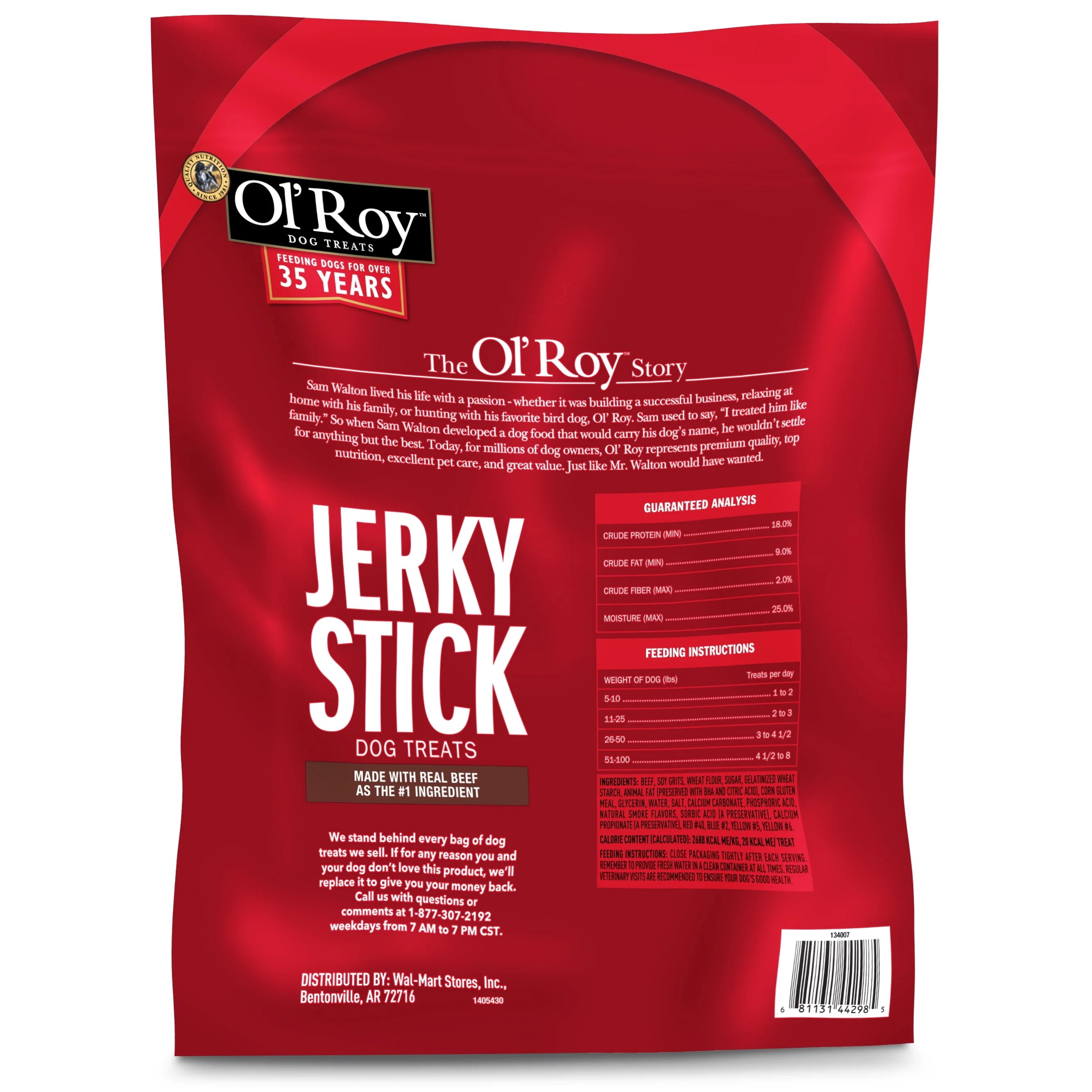 Ol' Roy Jerky Stick Dog Treats with Real Beef, 25 oz