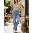 thumbnail image 4 of Deago Women's Wide Leg Jeans Casual High Waisted Stretchy Button Straight Leg Jeans Baggy Loose Denim Pants with Pockets (White, XL), 4 of 9
