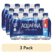 (3 pack) Aquafina Purified Drinking Water, 12 fl oz, 8 Pack Plastic Bottles