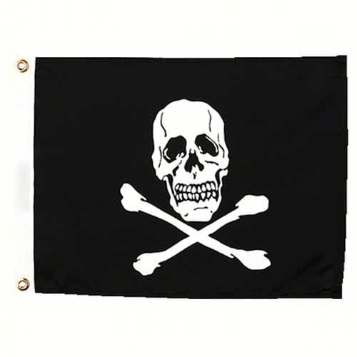 (Price/EA)Seachoice 78251 12" x 18" Nylon Print Dyed Jolly Roger Flag