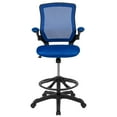 thumbnail image 6 of Emma + Oliver Mid-Back Blue Mesh Ergonomic Drafting Chair with Foot Ring and Flip-Up Arms, 6 of 12