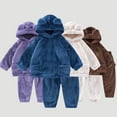 thumbnail image 4 of GYRATEDREAM Toddler Baby Boys Girls Fleece Pants Pullover Tops Set Winter Warm Sweatshirt Pants 2pcs Set With Bear Warm Hooded Outfits for 1-7Y, 4 of 8
