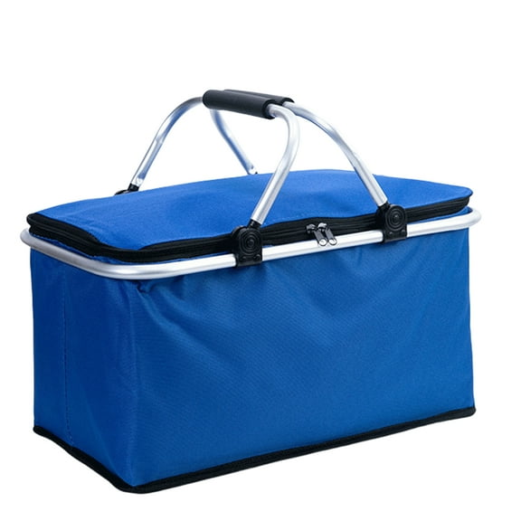 30L Thermal Picnics Bag with Padded Handles Foldable Container Waterproof Shopping Basket for Convenient Travel Use