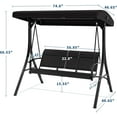thumbnail image 2 of Lumiparty 3-Seat Patio Swing Chair, Outdoor Porch Hanging Swings with Adjustable Canopy & Armrests, Breathable Textilene Seat & Backrest, Swing Bench for Garden, Poolside, Backyard, Black, 2 of 9