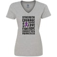 thumbnail image 3 of Inktastic Chronic Pain Awareness Strength Courage and Support Women's V-Neck T-Shirt, 3 of 5