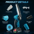 thumbnail image 6 of Saker Cordless Mini Chainsaw with 22V 1500mAh Battery, 6 inch Portable Handheld Electric Chainsaws with Safety Lock for Wood Cutting, Tree Trimming, 6 of 10