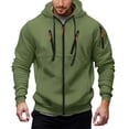 thumbnail image 4 of XAOFW Men's Hoodies Sweatshirts Solid Color Zipper Hoodie Drawstring Casual Classic Pullover Long Sleeve Hooded Sweatshirt With Pockets Stylish Comfortable Daily Top, 4 of 4