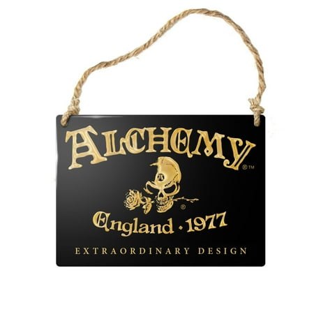 - RBI Small Metal Sign Alchemy England 1977 Extraordinary Design Skull Face Rose Victorian Gothic Romance