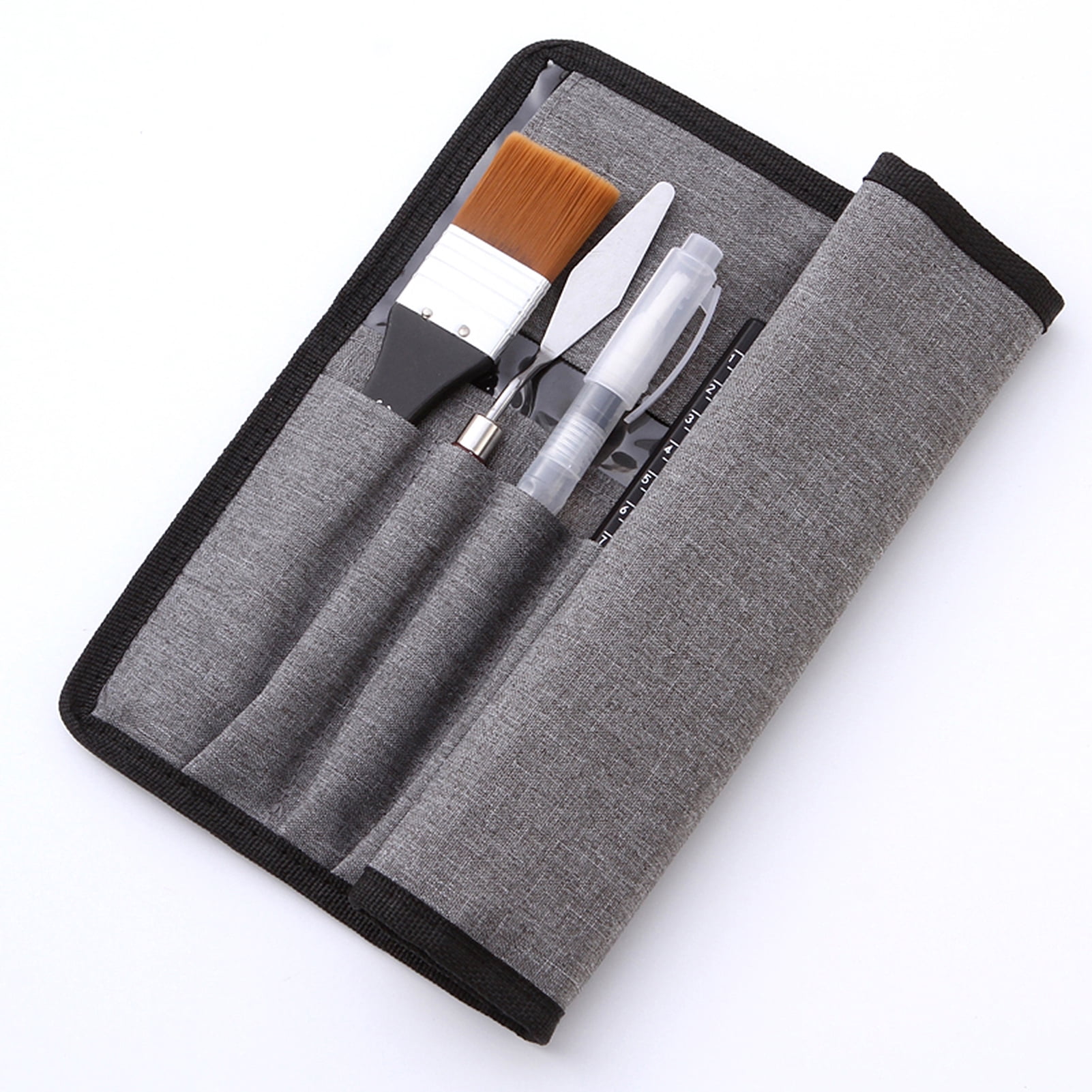 Painting 18pcs Artist Paint Brushes Set Bag Pack With Scraper Watercolor Brush Pen Nylon Hair Delicate Wooden   Handle Paintbrushes Carry Canvas Case Art Supplies Gift For Children
