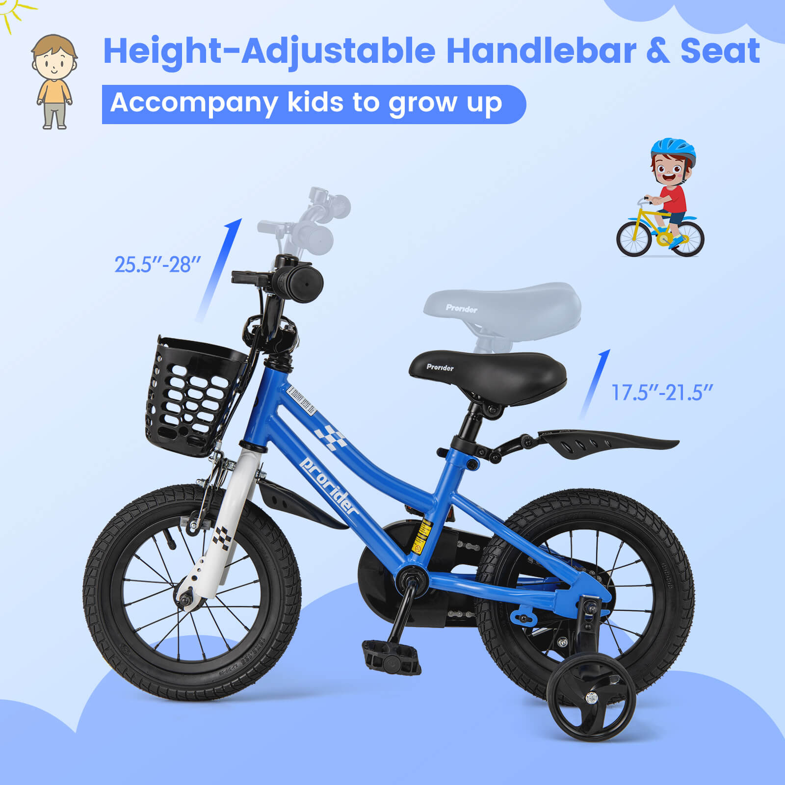 Costway 12 Inch Kids Bike with Training Wheels, Blue photo 6